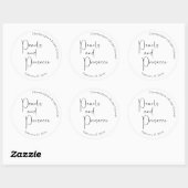Moderne Script Bruiloftsborrel Parels en Prosecco Ronde Sticker (Vel)