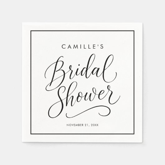 Moderne Script Bruiloftsborrel Servet (Voorkant)