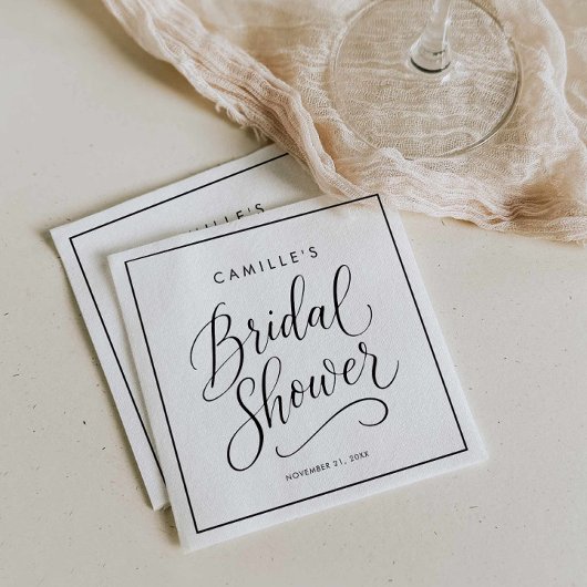 Moderne Script Bruiloftsborrel Servet