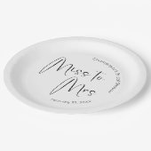 Moderne Script Bruiloftsfeest Miss tot Mrs Papieren Bordje (Gekanteld)