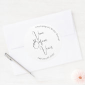 Moderne Script Bruiloftsfeest Vino Before Vows Ronde Sticker (Envelop)