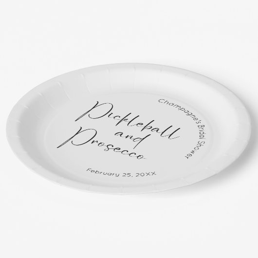 Moderne Script Bruiloftspicknick Pickleball & Pros Papieren Bordje (Gekanteld)