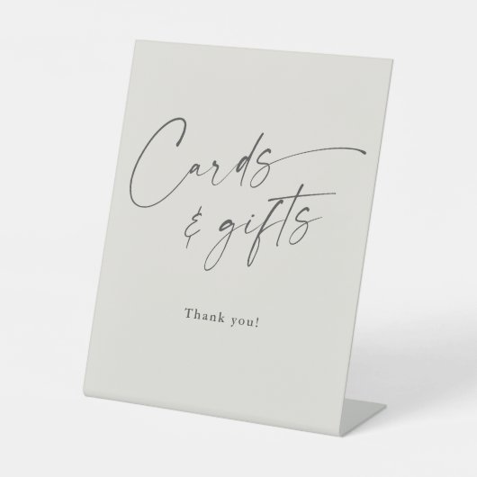 Moderne Script Bruiloftsshower Kaarten en Cadeaus Reclamebord Met Voetstuk (Voorkant)