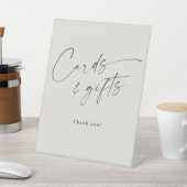 Moderne Script Bruiloftsshower Kaarten en Cadeaus Reclamebord Met Voetstuk (Insitu)
