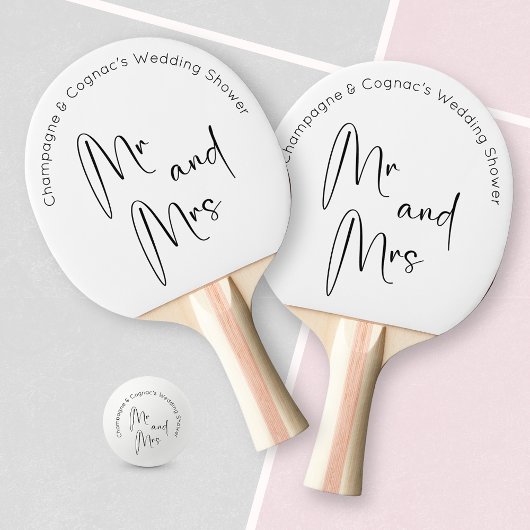 Moderne Script Bruiloftsshower Meneer en Mevrouw Tafeltennisbatje