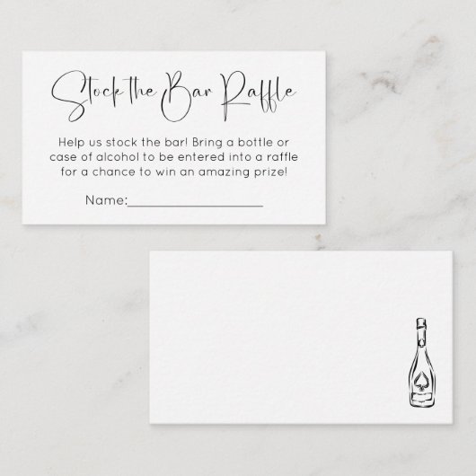 Moderne Script Bruiloftsshower Stock de Bar Tombol Informatiekaartje (Voorkant / Achterkant)
