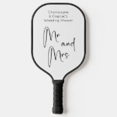 Moderne Script Bruiloftsspul Mr en Mrs Pickleball Paddle (Achterkant)