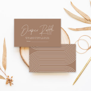 moderne script bruine babyshower luier raffle notitiekaartje