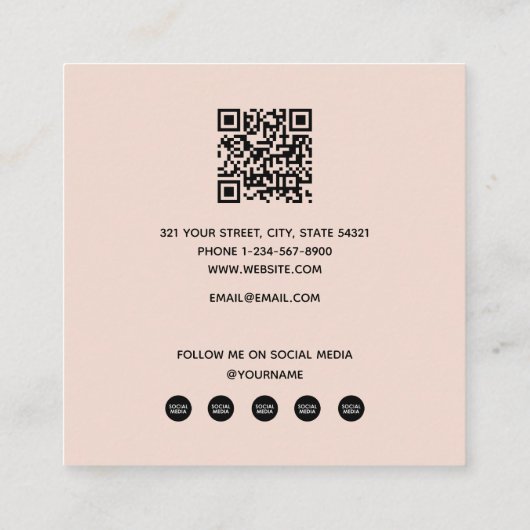 Moderne Script Brush Blush Roze Foto's Fotograaf Vierkante Visitekaartje (Achterkant)