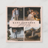 Moderne Script Brush Blush Roze Foto's Fotograaf Vierkante Visitekaartje (Voorkant)