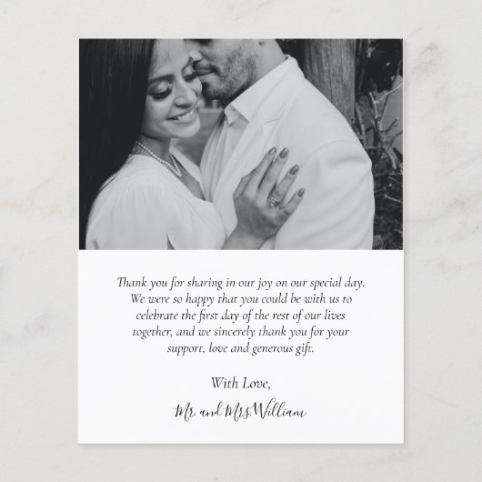 Moderne Script Budget Weddenfoto Hartelijk dank (Achterkant)