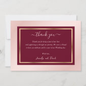 Moderne Script Burgundy Blush Gold Hartelijk dank Bedankkaart (Voorkant)