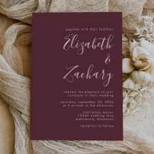 Moderne Script Burgundy Bruiloft