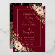 Moderne Script Burgundy en blozende bloemige bruil