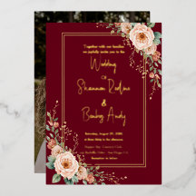 Moderne Script Burgundy en blozende bloemige bruil