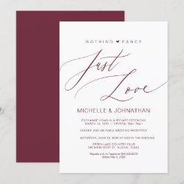 Moderne Script Burgundy Trouw Elopement Ontvangst Kaart