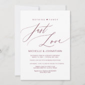 Moderne Script Burgundy Trouwen Elopement Ontvangs Kaart (Voorkant)
