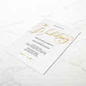 Moderne Script Calligrafie Luxe Trouwdag Echt Goud Folie Uitnodiging (Gedraaid)