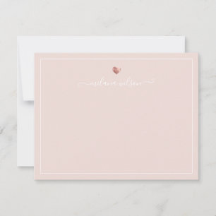Moderne Script Calligrafie Roze Goud Hart Notitie Notitiekaartje