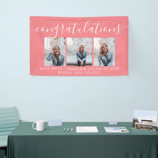 Moderne Script Calligraphy 3 Photo Afstuderen Bann Spandoek (Beurs)