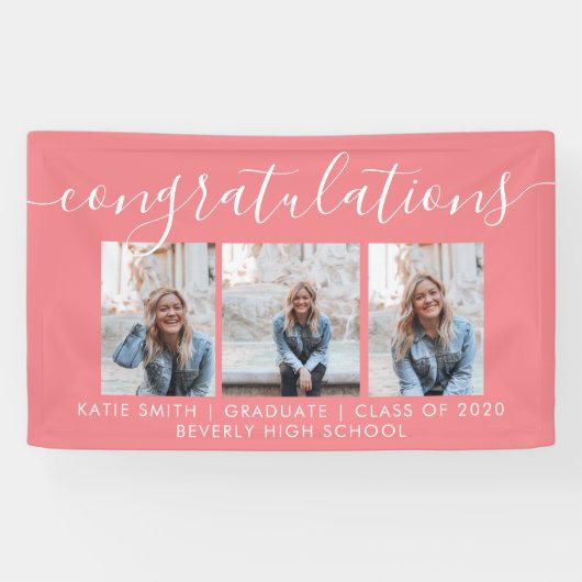 Moderne Script Calligraphy 3 Photo Afstuderen Bann Spandoek (Horizontaal)