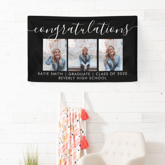 Moderne Script Calligraphy 3 Photo Afstuderen Spandoek (Insitu)