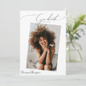 Moderne Script Calligraphy 4 Photo Afstuderen Aankondiging (Staand voorkant)