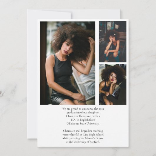 Moderne Script Calligraphy 4 Photo Afstuderen Aankondiging (Achterkant)