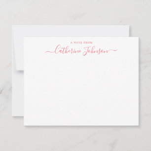 Moderne Script Calligraphy A Note from Bright Pink Notitiekaartje