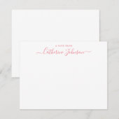 Moderne Script Calligraphy A Note from Bright Pink Notitiekaartje (Voorkant / Achterkant)