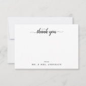 Moderne Script Calligraphy Black White Bedankt (Voorkant)