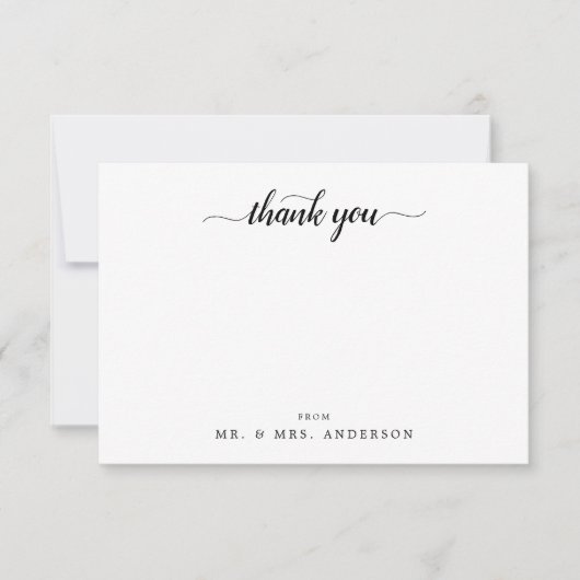 Moderne Script Calligraphy Black White Bedankt (Voorkant)