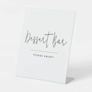 Moderne Script Calligraphy Dessert Bar Reclamebord Met Voetstuk