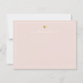 Moderne Script Calligraphy Gold Heart Chic Girly Notitiekaartje (Voorkant)