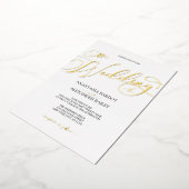 Moderne Script Calligraphy Luxury Wedding Real Gol Folie Uitnodiging (Gedraaid)