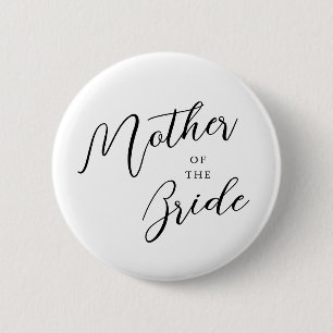 Moderne Script Calligraphy Moeder of the Bride Ronde Button 5,7 Cm