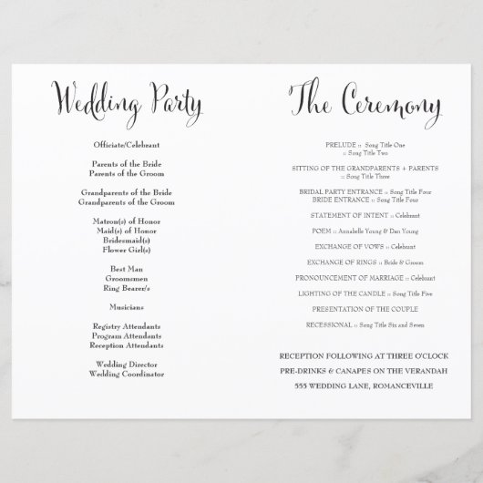 Moderne Script Calligraphy Mr & Mrs Wedding Progra (Achterkant)