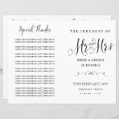 Moderne Script Calligraphy Mr & Mrs Wedding Progra (Voorkant / Achterkant)