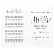Moderne Script Calligraphy Mr & Mrs Wedding Progra