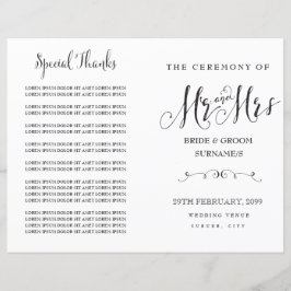 Moderne Script Calligraphy Mr & Mrs Wedding Progra