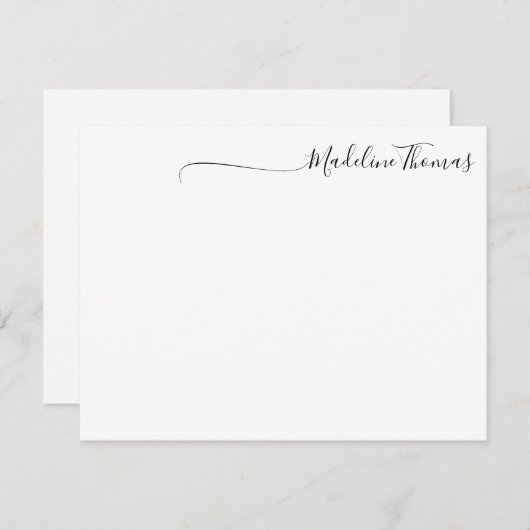 Moderne Script Calligraphy name note card Notitiekaartje (Voorkant / Achterkant)