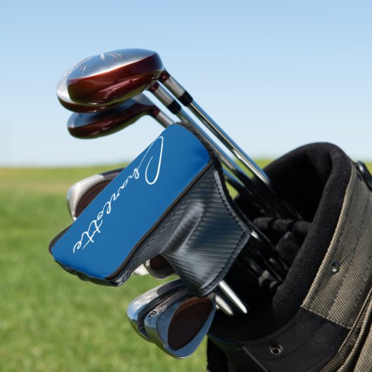 Moderne Script Calligraphy Name Simple Bright Blue Golfheadcover (Insitu)