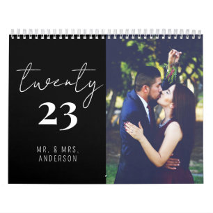 Moderne Script Calligraphy Newly Wed Photo Kalender