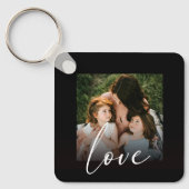 Moderne Script Calligraphy Photo Love Sjabloon Sleutelhanger (Voorkant)