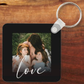 Moderne Script Calligraphy Photo Love Sjabloon Sleutelhanger (Achterkant)