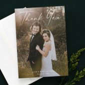 Moderne Script Calligraphy Photo Wedding Bedankkaart
