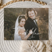 Moderne Script Calligraphy Photo Wedding Bedankkaart