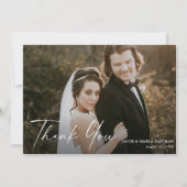 Moderne Script Calligraphy Photo Wedding Bedankkaart (Voorkant)