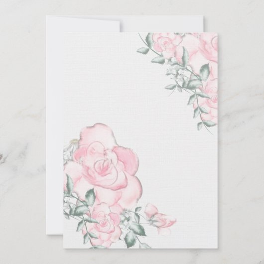 Moderne Script Calligraphy Pink Rose Baby shower Kaart (Achterkant)