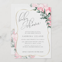 Moderne Script Calligraphy Pink Rose Baby shower